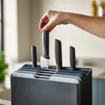 Set de 4 tablas para cortar y 4 cuchillos con estuche Folio - Negro