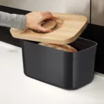 Panera con tabla de corte/tapa de bambú Bread Bin - Negro - Imagen 3