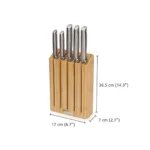 Juego de 5 Cuchillos Acero Inoxidable con Bloque de Bambú - Bambu - Imagen 3