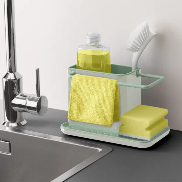 Organizador de Bacha Cocina Esponja Verde Piedra