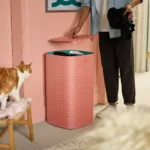 Canasto de ropa doble compartimiento 60 litros Tota Salmón