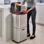 Cesto de basura 60 litros apto reciclaje Totem Max - Plateado