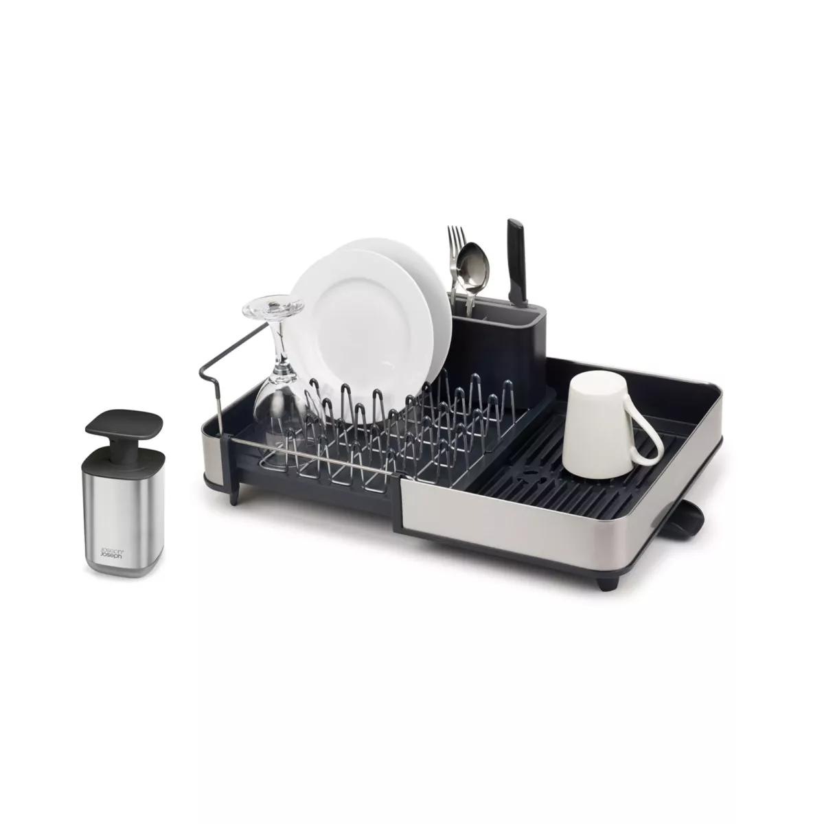 joseph-joseph-escurridor-de-vajilla-extendible-de-2-piezas-300279-01 Set Escurridor de vajilla extendible Sink + bomba de jabón Presto - Imagen 2