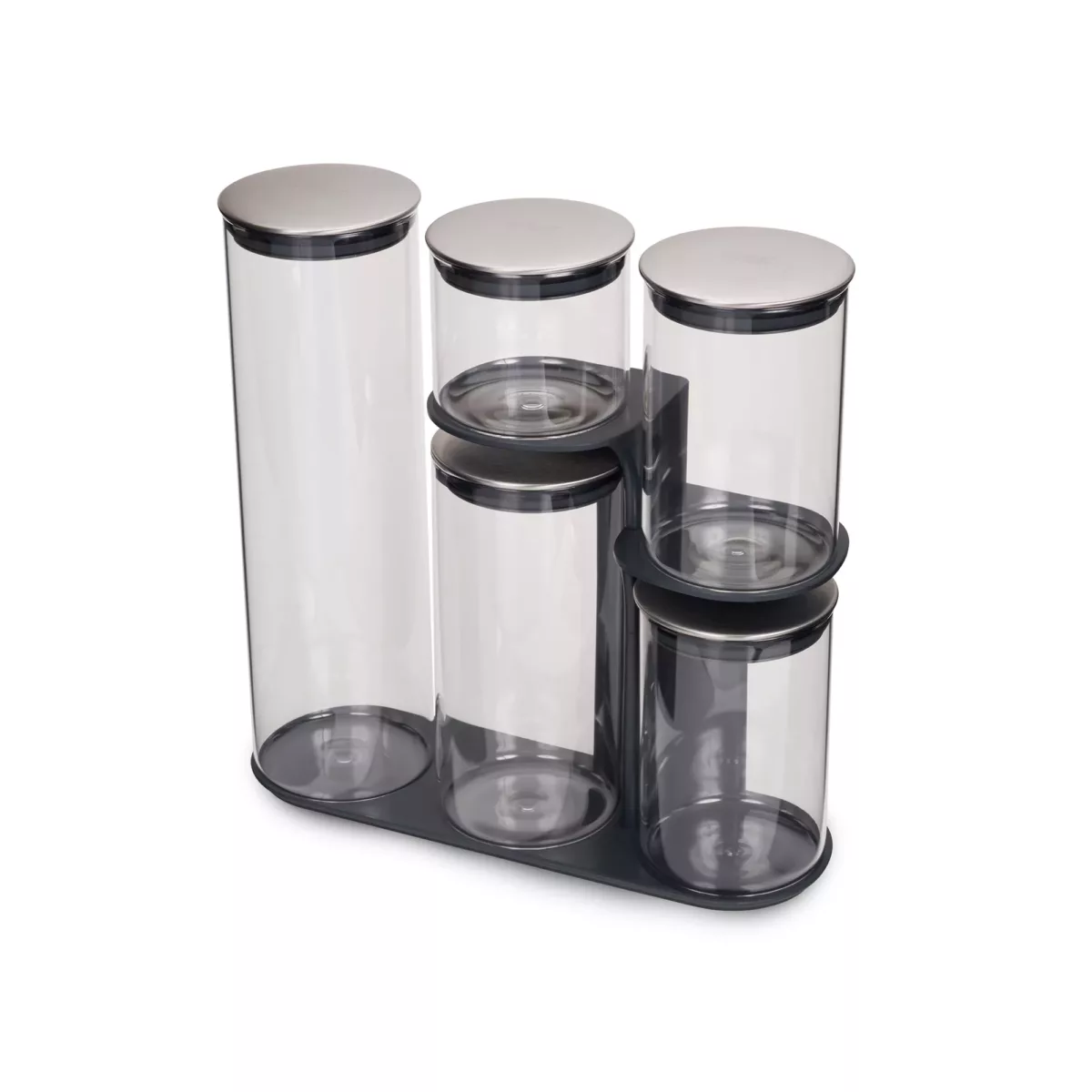 joseph-joseph-organizador-x5-tapa-acero-300325-01 Set de recipientes de almacenamiento con un soporte Podium - Imagen 2