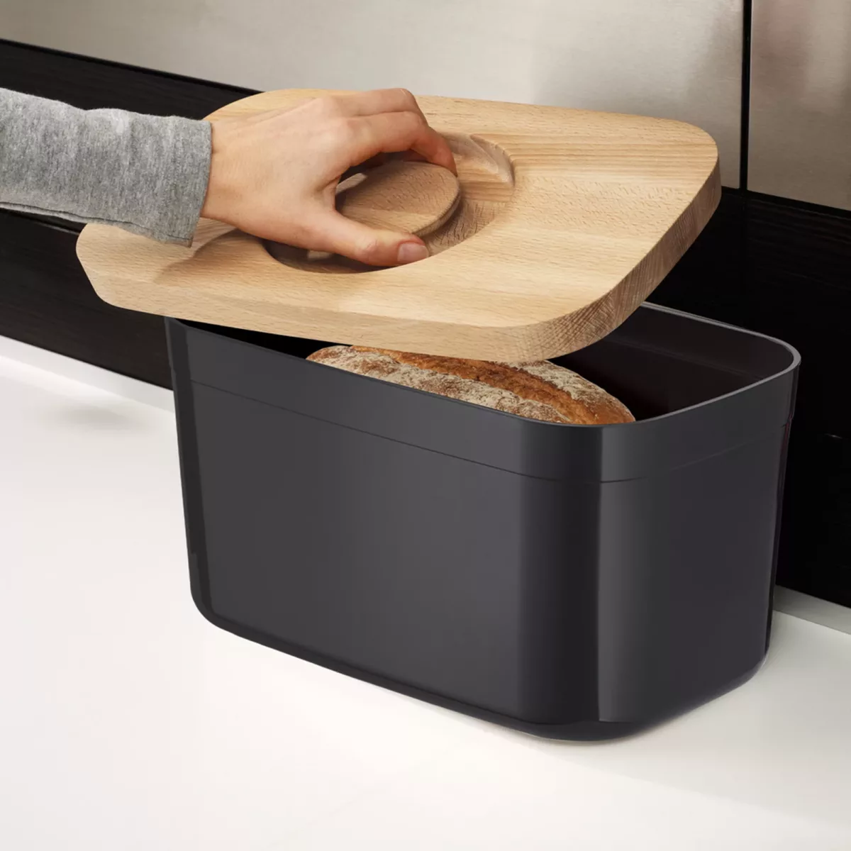 Panera con tabla de corte/tapa de bambú Bread Bin - Imagen 3