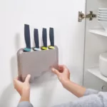 Juego de 4 cuchillos de cocina con soporte para armario DoorStore - Plateado - Imagen 6