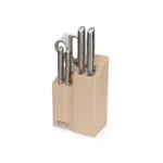 Juego de 5 piezas cuchillos tijera y cepo de madera - Haya - Imagen 2