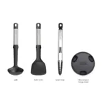 Set de 3 utensilios acero inoxidable con soporte Elevate - Plateado - Imagen 3