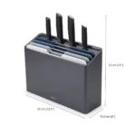 Set de 4 tablas para cortar y 4 cuchillos con estuche Folio - Negro