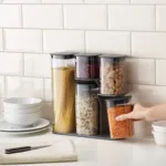 Set de 5 contenedores de alimentos con soporte inteligente Podium - Gris