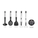Set de 5 utensilios acero inoxidable con soporte Elevate - Plateado - Imagen 3