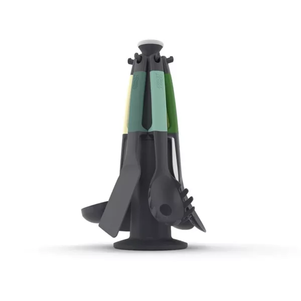 Set de 6 utensilios de cocina con base giratoria Elevate - Verde