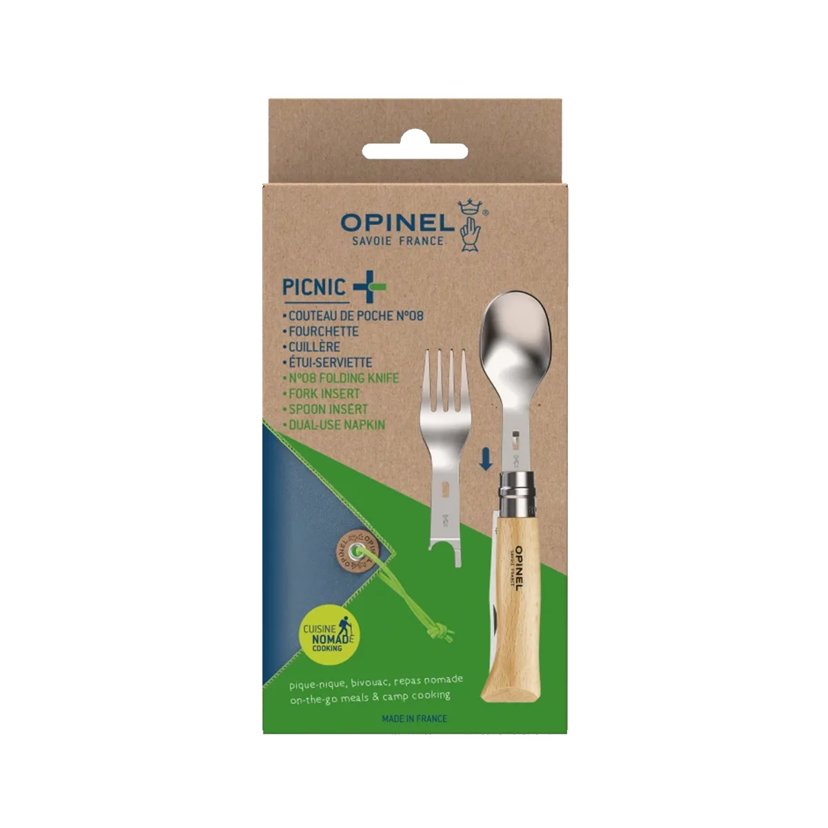 set-picnic-acero-opinel-opa2501b104-04 Set Picnic insertos tenedor cuchara y estuche servilleta - Imagen 4