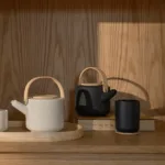 Taza térmica Theo 250 ml con posavasos de bambú - Negro